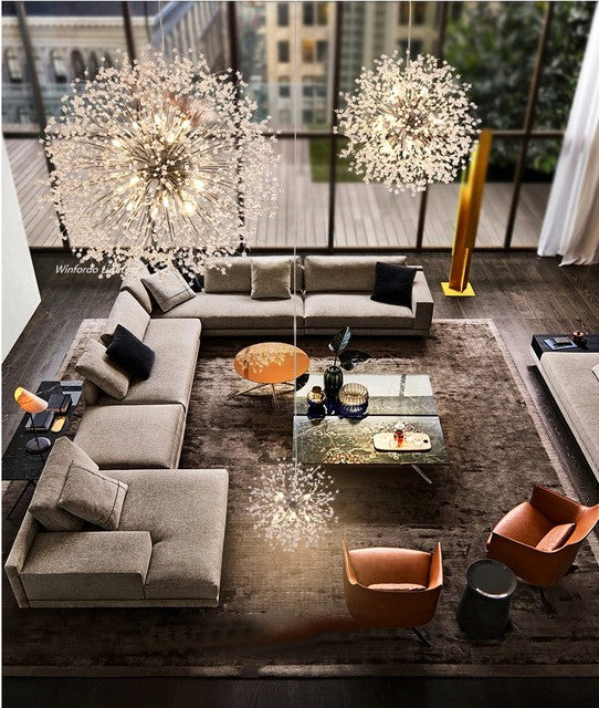 Asterra Modern Crystal Dandelion Pendant Ceiling Light OpalDwell