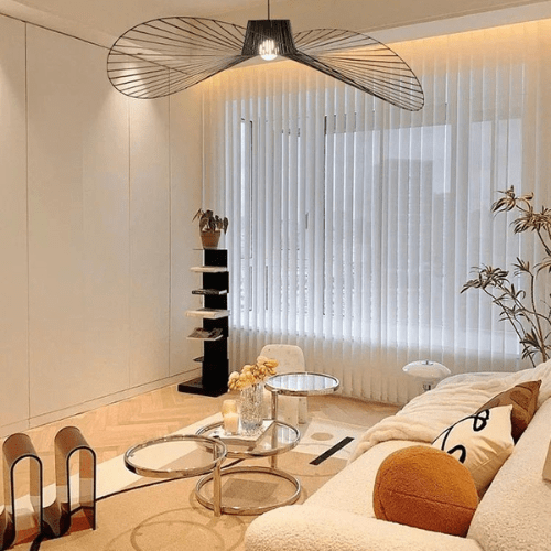 Vexaera Chandelier Modern Iron and Fabric Lighting Art Deco Flair OpalDwell