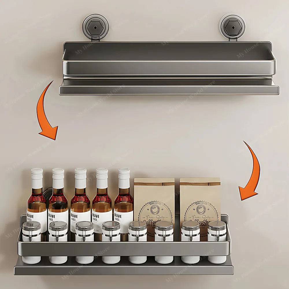 Vera Wall Mounted Suction Cup Spice Rack For Kitchen - OpalDwell