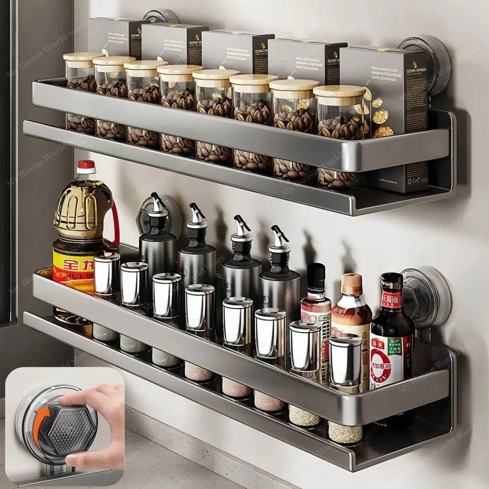 Vera Wall Mounted Suction Cup Spice Rack For Kitchen - OpalDwell