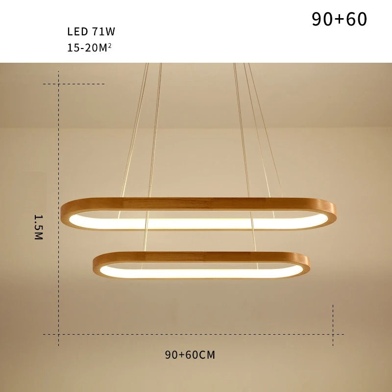 Varela Minimalist Wooden LED Pendant, Dimmable Dining Light - OpalDwell