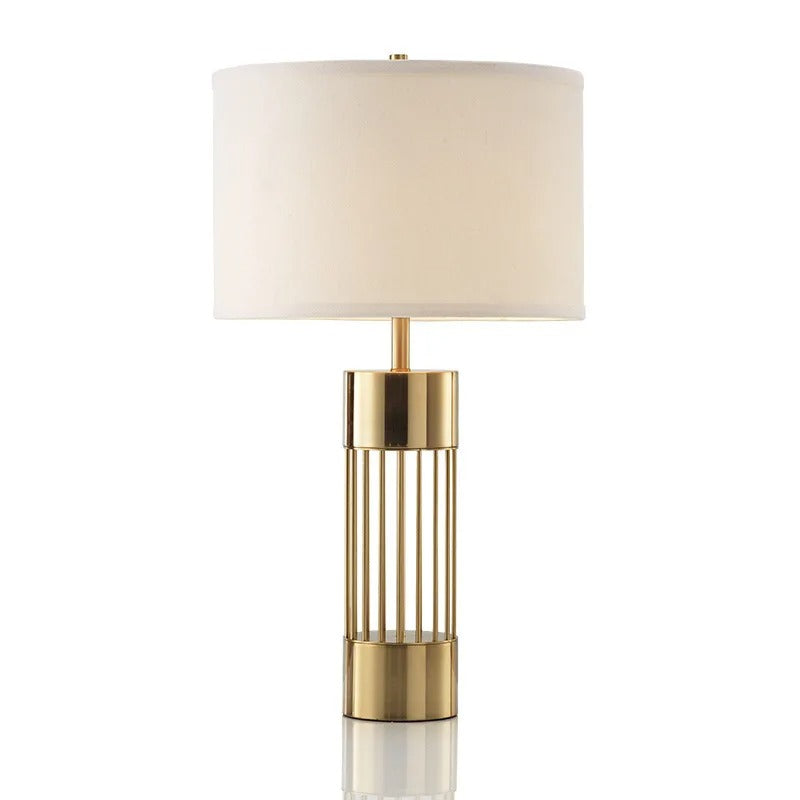 Aurora Nordic Brass Table Lamp with Linen Shade Soft Glow - OpalDwell