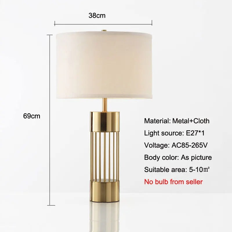 Aurora Nordic Brass Table Lamp with Linen Shade Soft Glow - OpalDwell