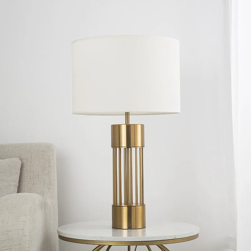 Aurora Nordic Brass Table Lamp with Linen Shade Soft Glow - OpalDwell