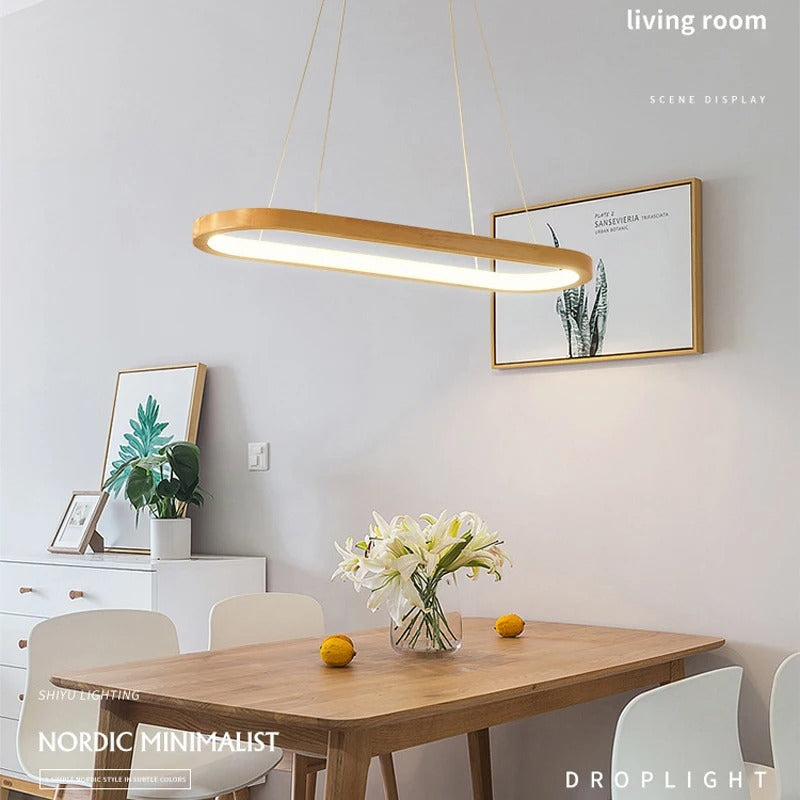 Varela Minimalist Wooden LED Pendant, Dimmable Dining Light - OpalDwell