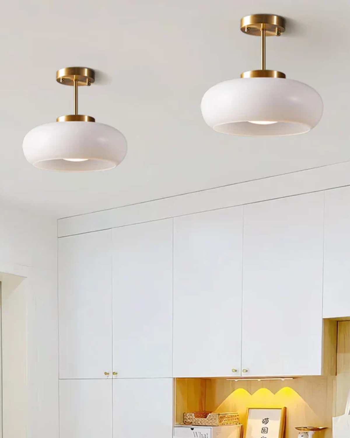 LumaBrass Frosted Glass Ceiling Light With Brass Mount - OpalDwell