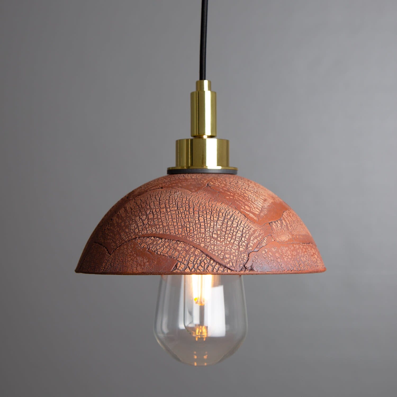 Averin Ceramic Dome Pendant Light for Bathroom, 20 cm Red Iron, IP44 OpalDwell