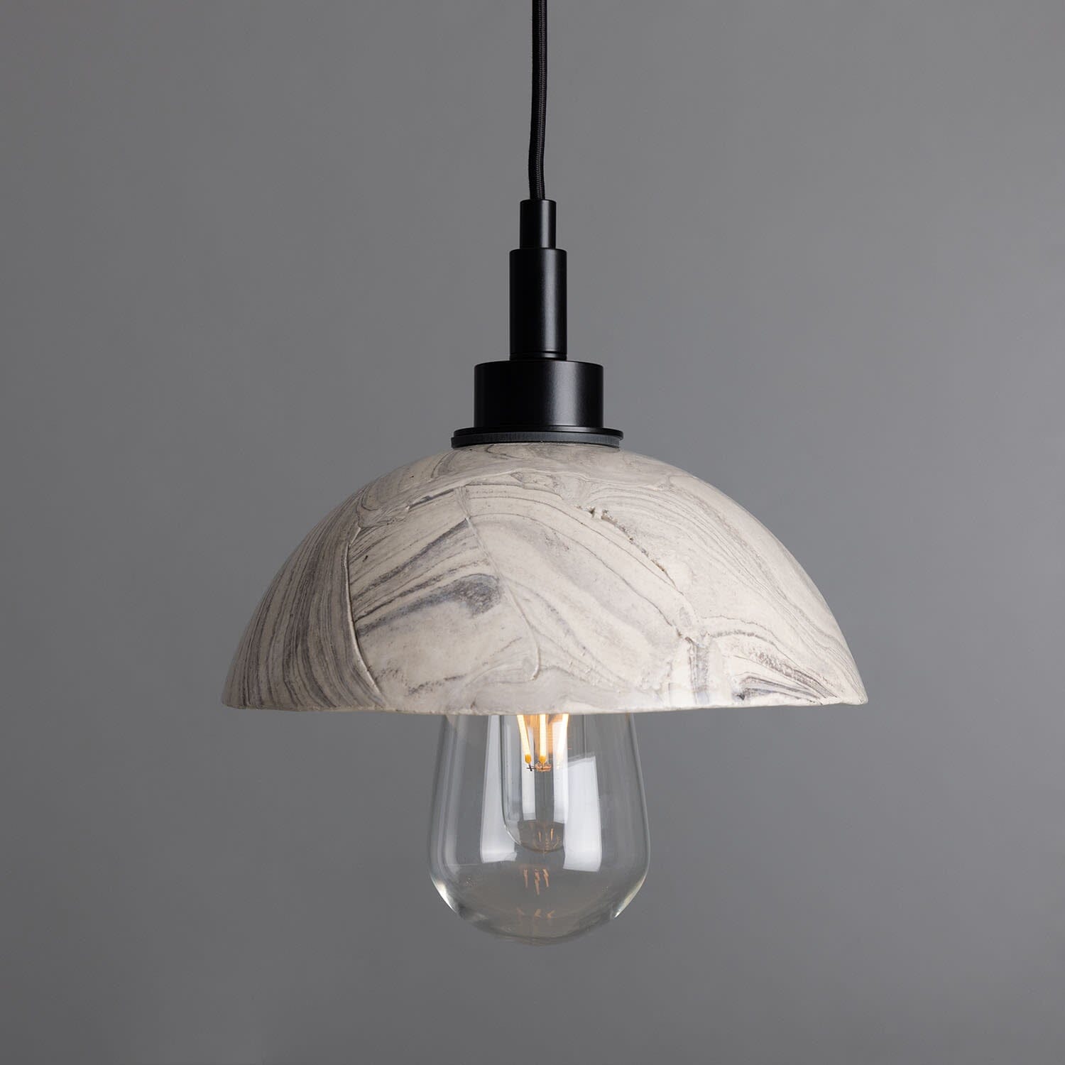 Ravelle Marbled Ceramic Dome Bathroom Pendant Light 20cm IP44 OpalDwell