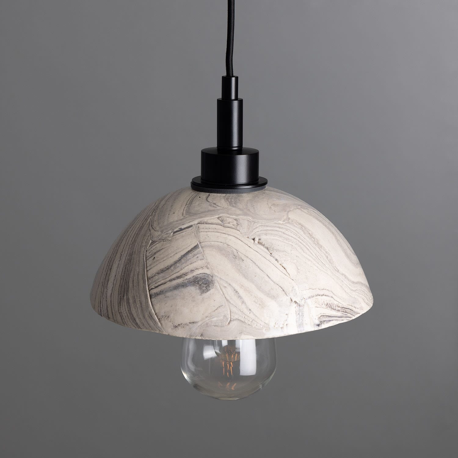 Ravelle Marbled Ceramic Dome Bathroom Pendant Light 20cm IP44 OpalDwell