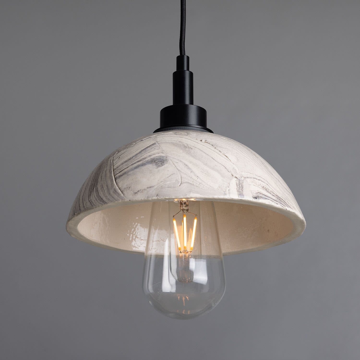Ravelle Marbled Ceramic Dome Bathroom Pendant Light 20cm IP44 OpalDwell