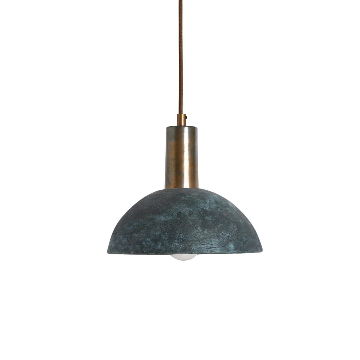 Liora | Organic Ceramic Dome Pendant Lamp 20cm In Blue Earth - OpalDwell