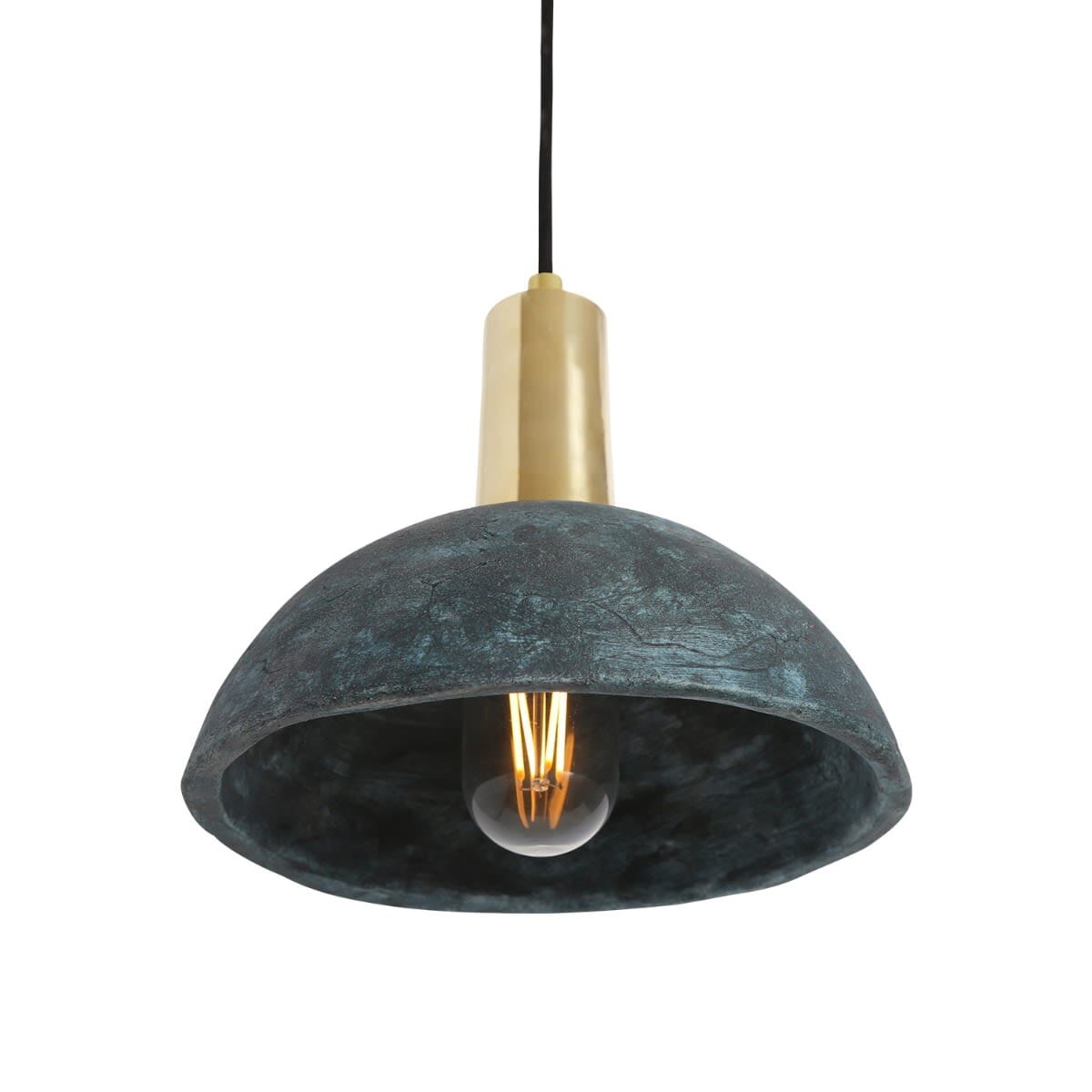 Liora | Organic Ceramic Dome Pendant Lamp 20cm In Blue Earth - OpalDwell