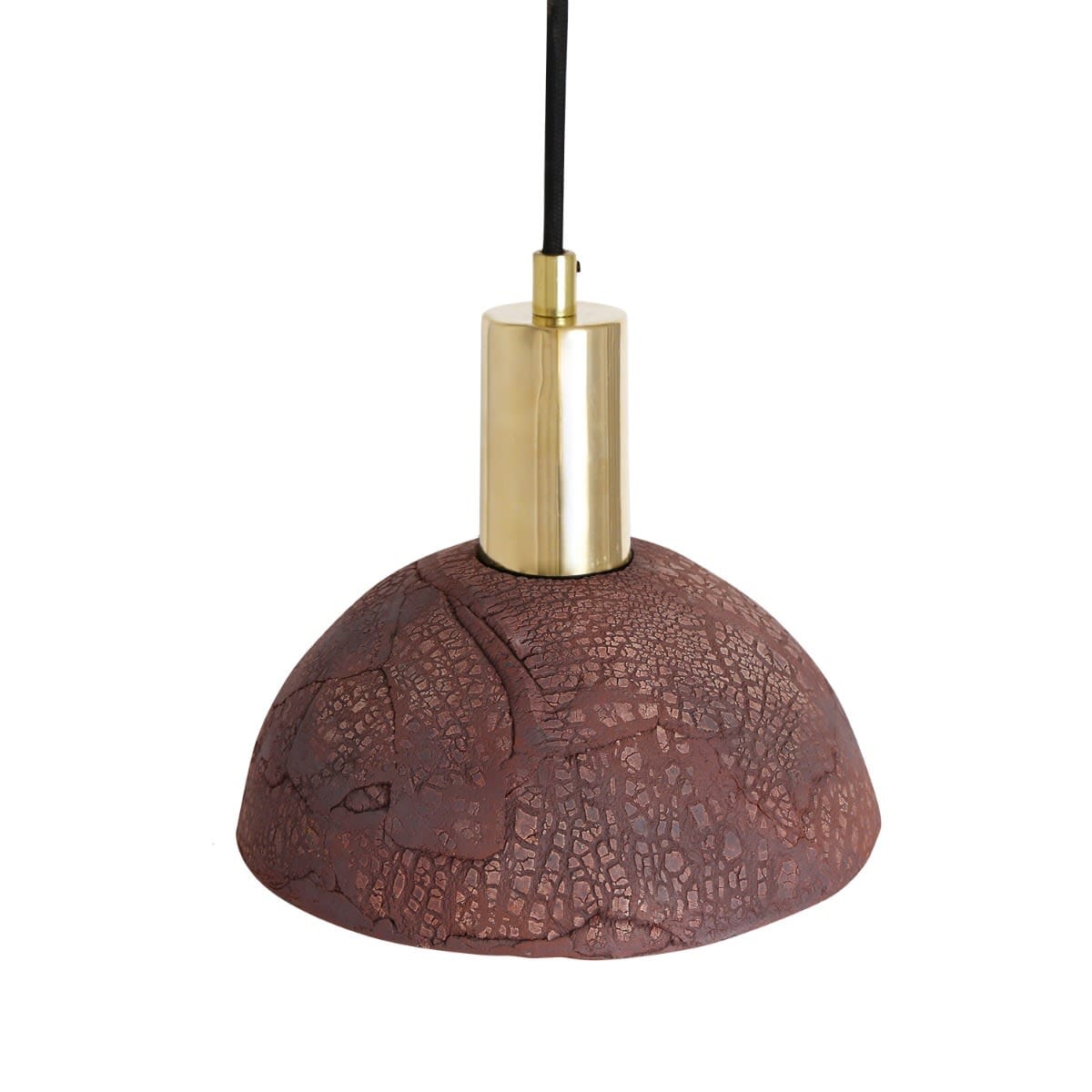 Novira Dome Pendant Light in Organic Ceramic, 20cm, Red Iron - OpalDwell