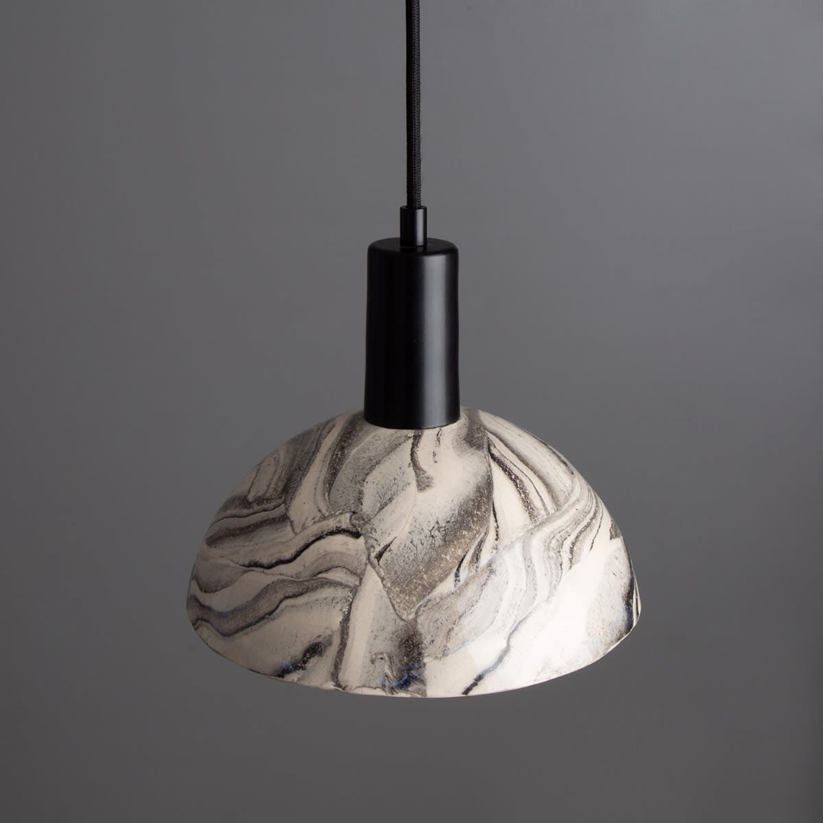 Auretta Marbled Ceramic Dome Pendant Light 20cm - OpalDwell