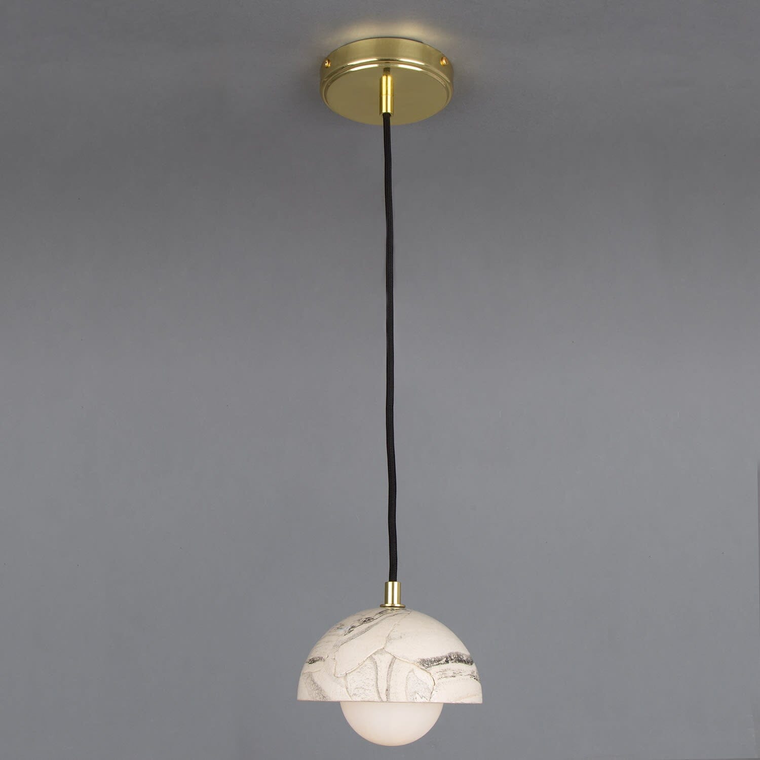 Lumera | Small Dome Pendant Light in Marbled Ceramic 14cm - OpalDwell