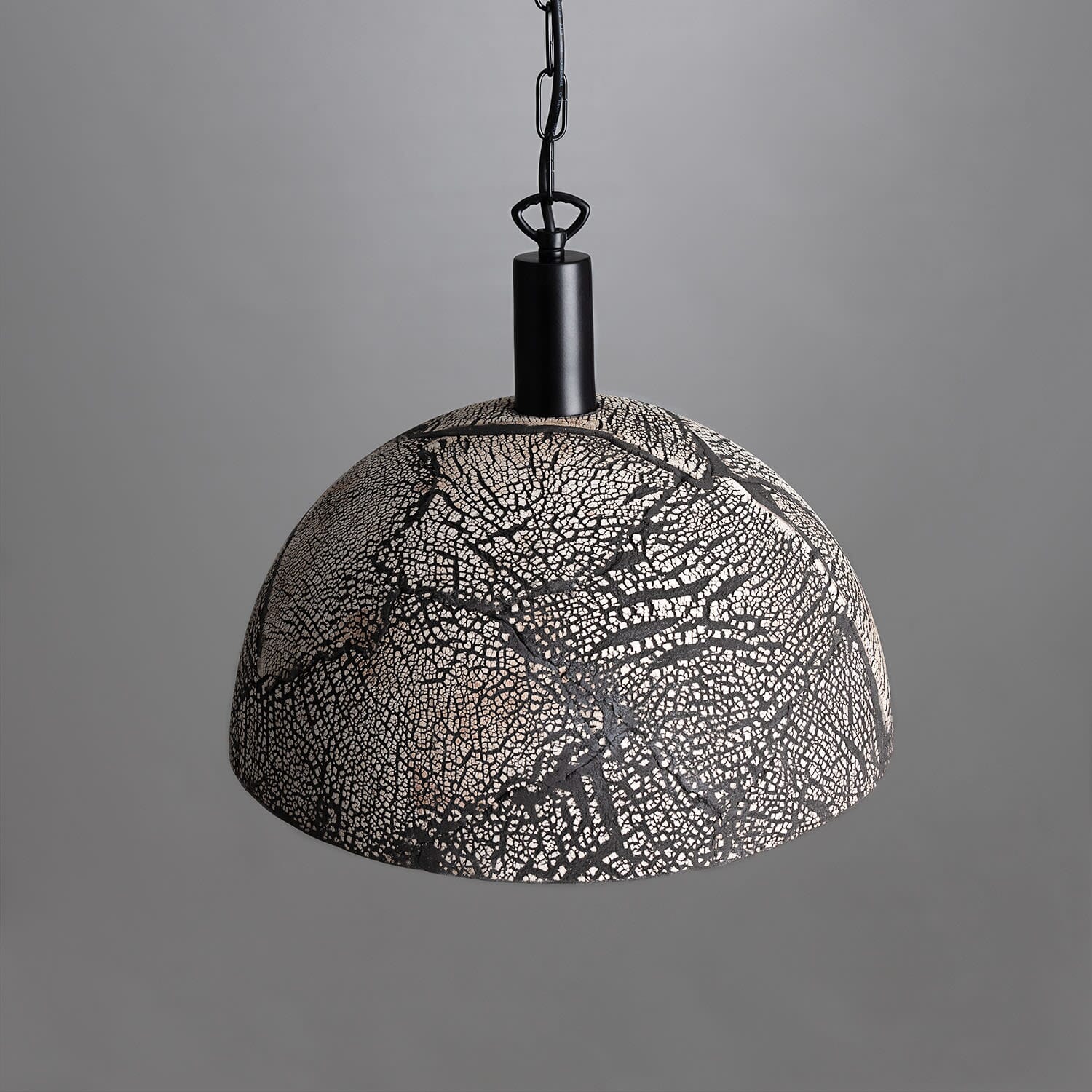 Liora Black Clay Organic Ceramic Dome Pendant Light, 37cm - OpalDwell