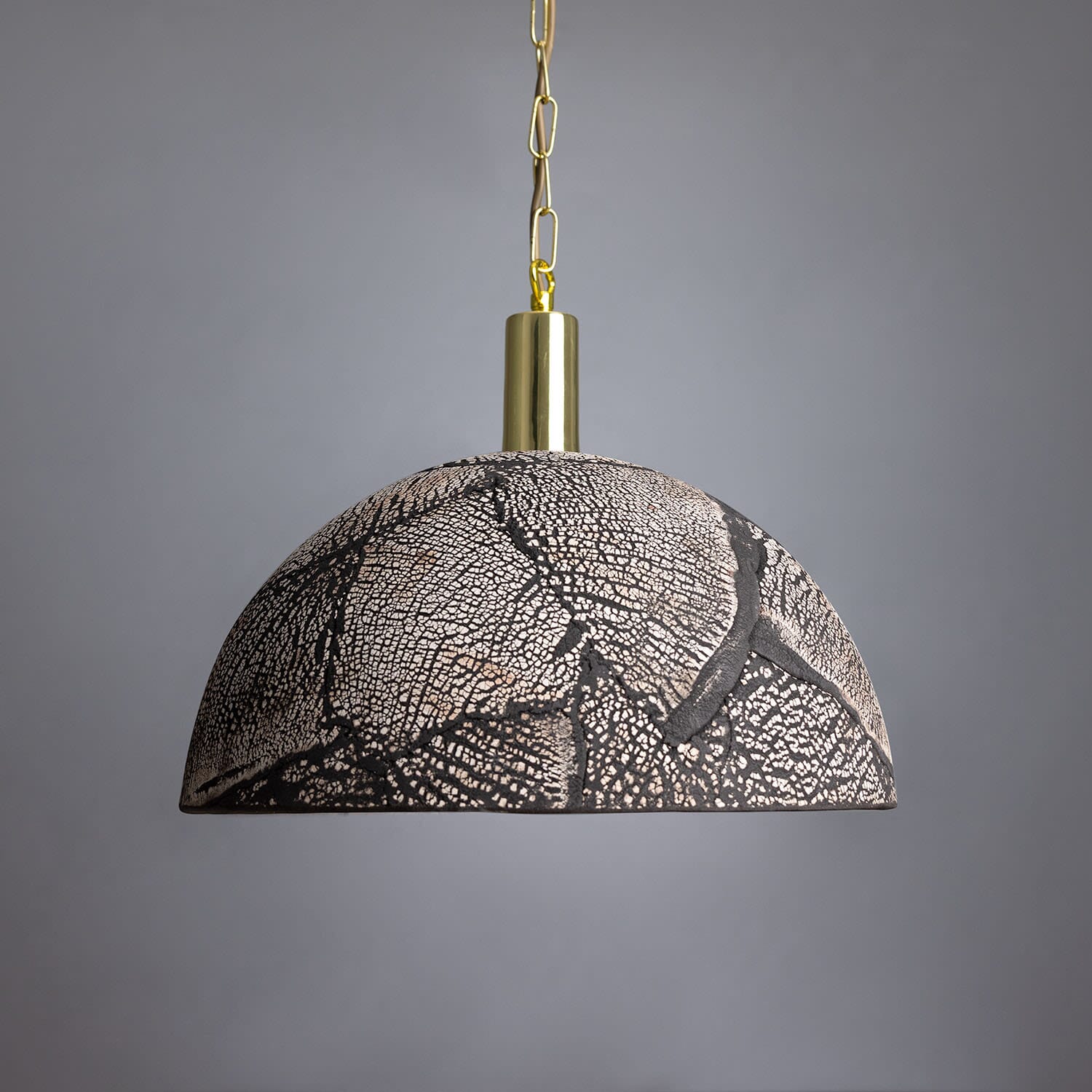 Liora Black Clay Organic Ceramic Dome Pendant Light, 37cm - OpalDwell