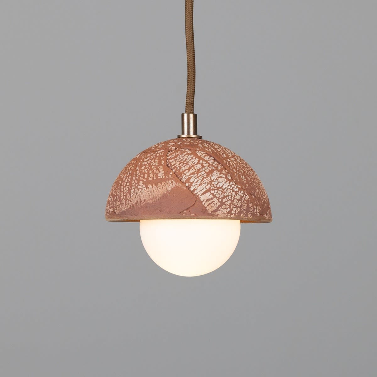 Orise | Small 14cm Ceramic Dome Pendant Light in Red Iron - OpalDwell