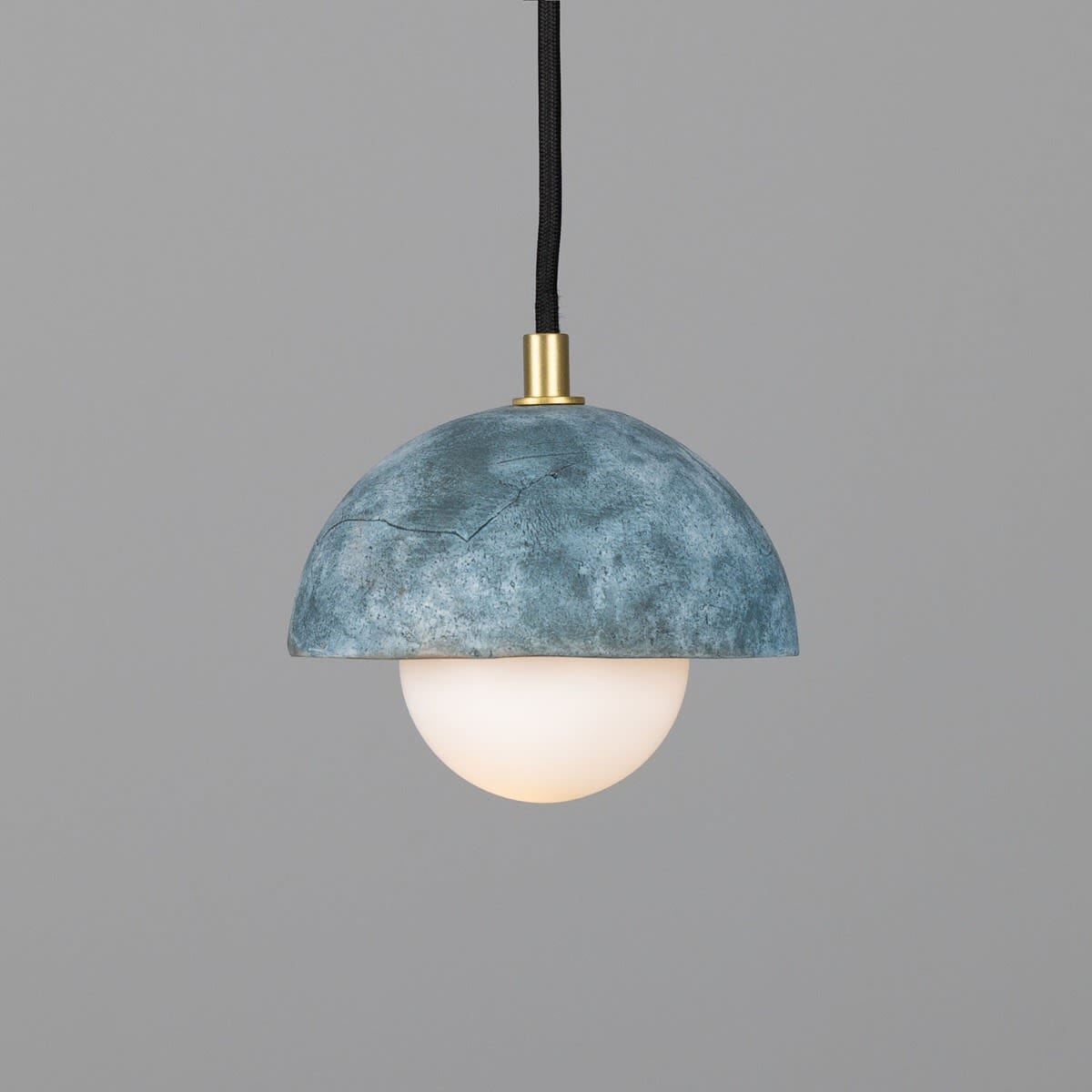 Lunari | Compact Ceramic Dome Pendant Light, 14 cm, Blue Earth - OpalDwell