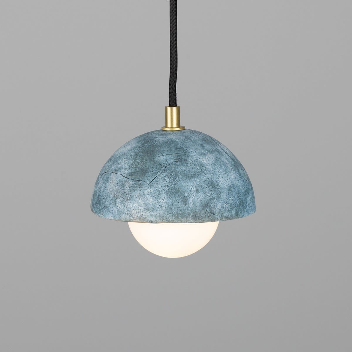 Lunari | Compact Ceramic Dome Pendant Light, 14 cm, Blue Earth - OpalDwell