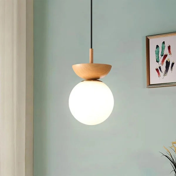 AsteriNord Half-Wood Nordic Pendant Light For Modern Spaces - OpalDwell
