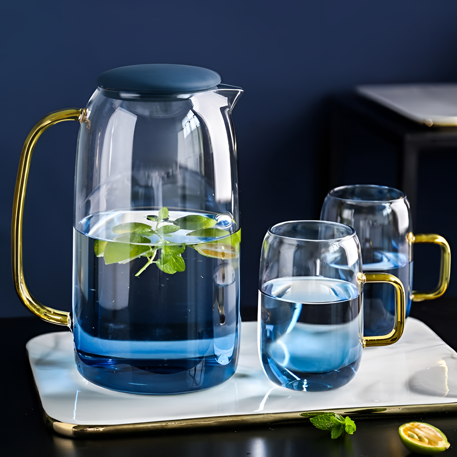 Azure Ombre Glass Pitcher Set | OpalDwell - OpalDwell