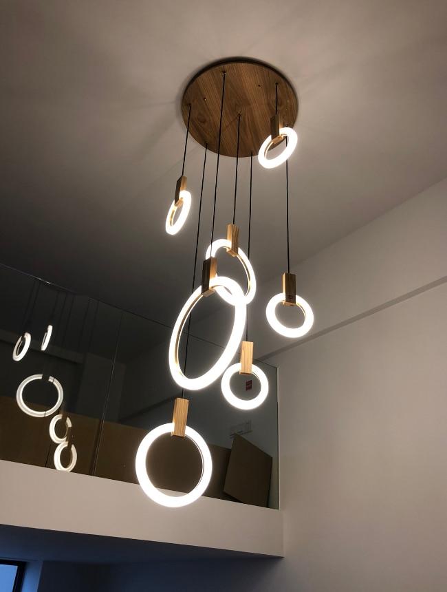 Virelle Ring Chandelier Ceiling Lights Wood and Acrylic - OpalDwell