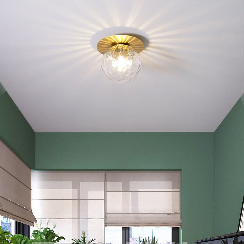 Globe Ceiling Light With Metal Plate | OpalDwell - OpalDwell