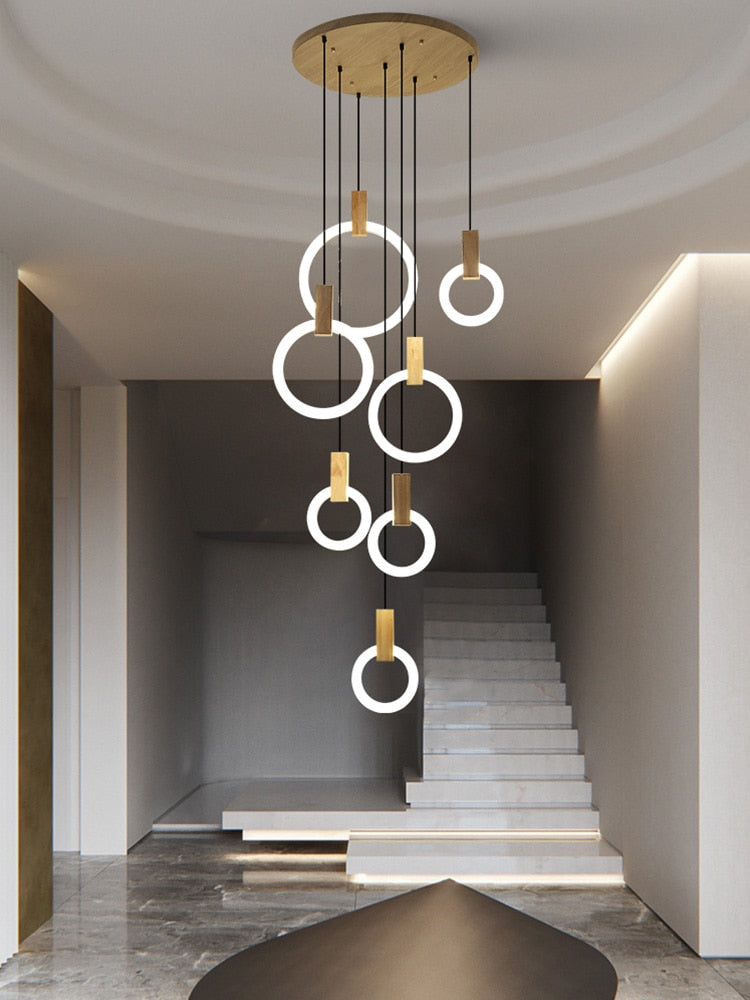 Virelle Ring Chandelier Ceiling Lights Wood and Acrylic - OpalDwell