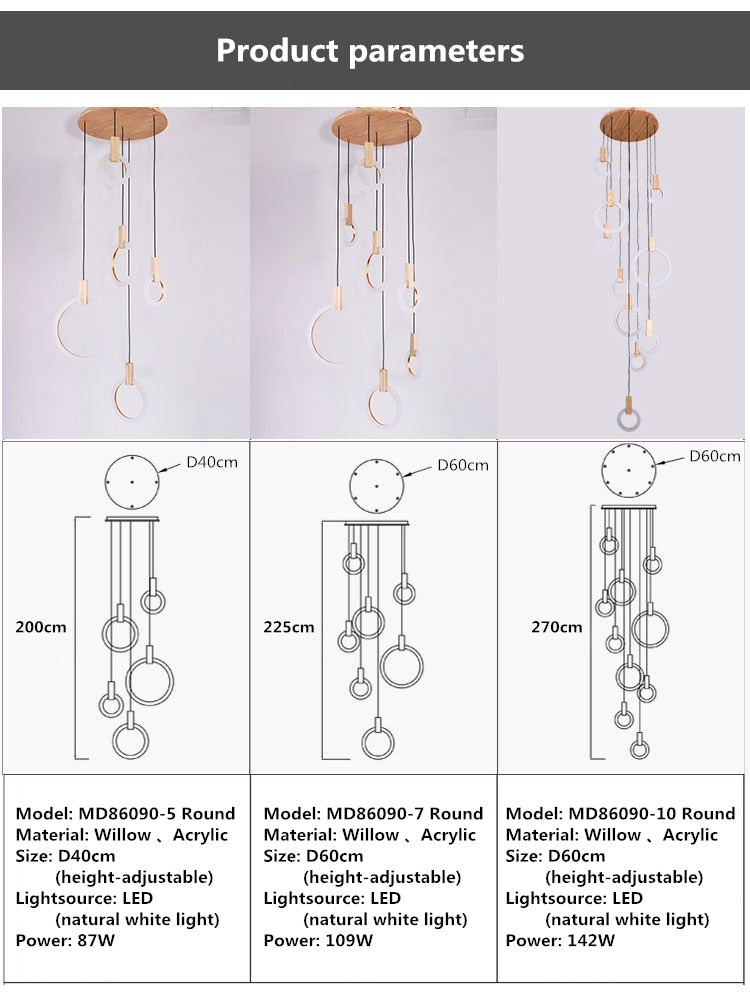 Virelle Ring Chandelier Ceiling Lights Wood and Acrylic - OpalDwell