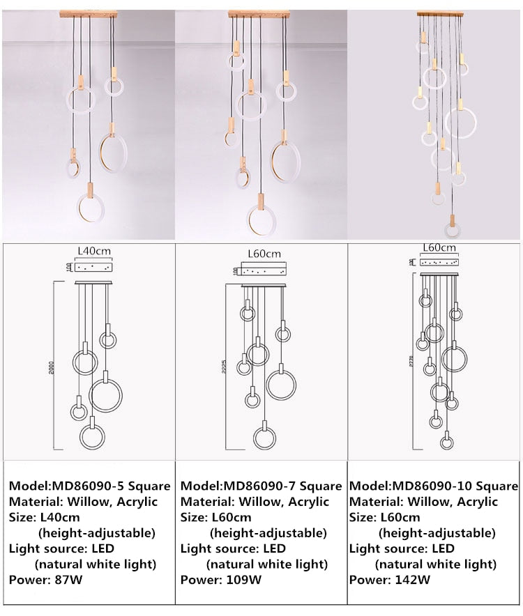 Virelle Ring Chandelier Ceiling Lights Wood and Acrylic - OpalDwell