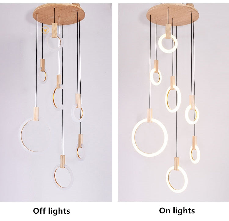 Virelle Ring Chandelier Ceiling Lights Wood and Acrylic - OpalDwell