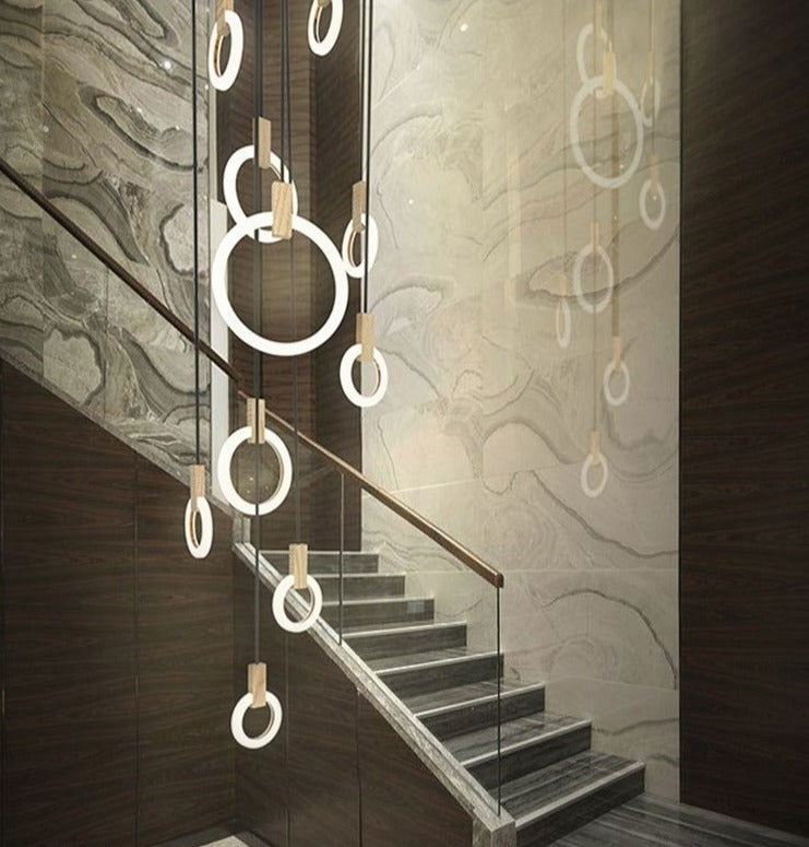 Virelle Ring Chandelier Ceiling Lights Wood and Acrylic - OpalDwell
