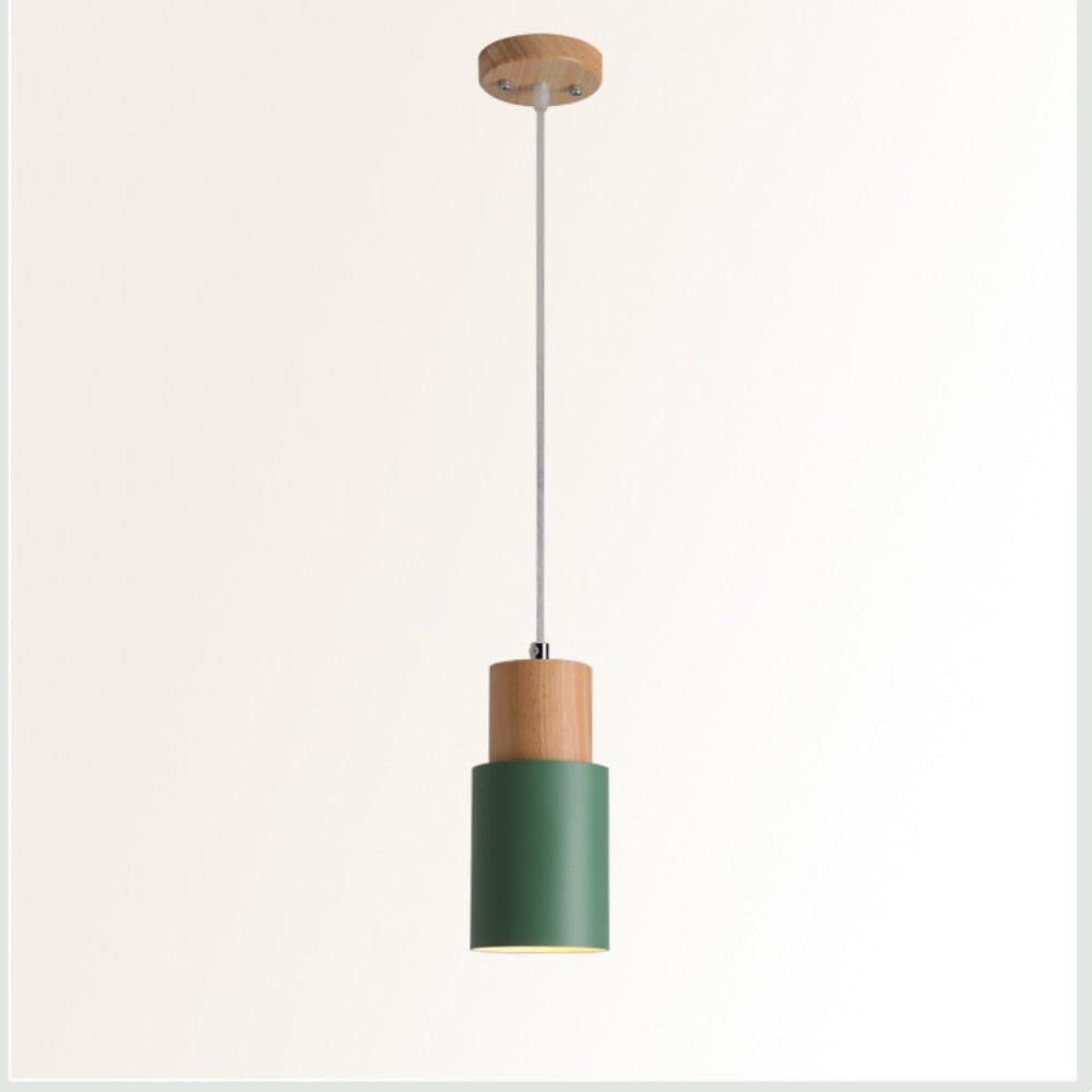 Lyra Oak Pendant Light Geometric Cage Brushed Nickel - OpalDwell
