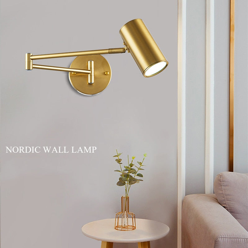 AeroLume Swivel Wall Sconce Iron With Brushed Brass Finish - OpalDwell