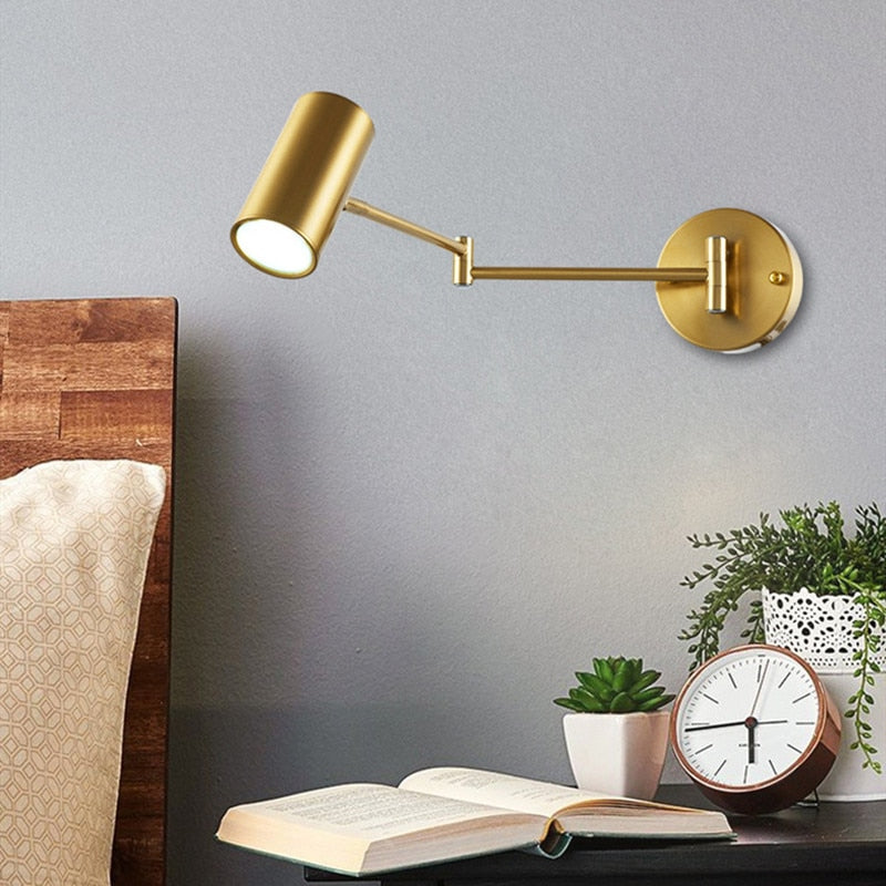 AeroLume Swivel Wall Sconce Iron With Brushed Brass Finish - OpalDwell