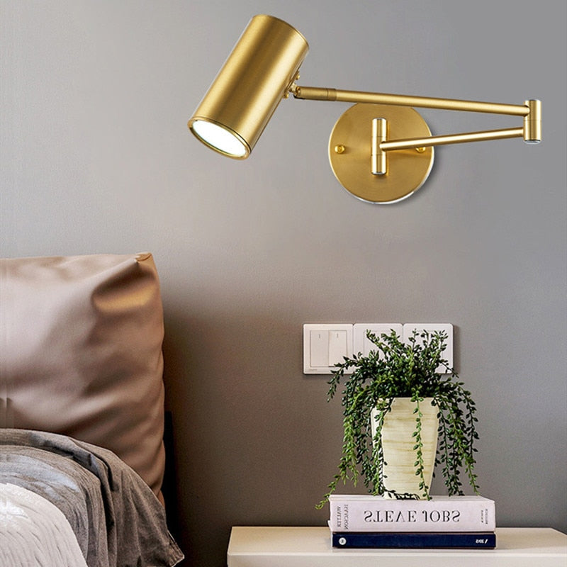 AeroLume Swivel Wall Sconce Iron With Brushed Brass Finish - OpalDwell