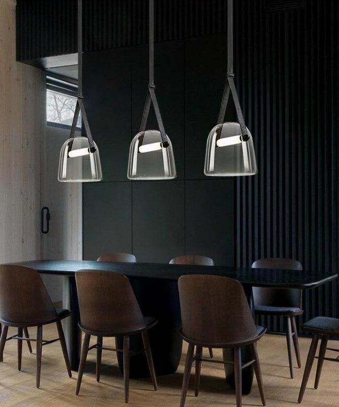 Industrial Pendant Light with Leather Cord | OpalDwell - OpalDwell