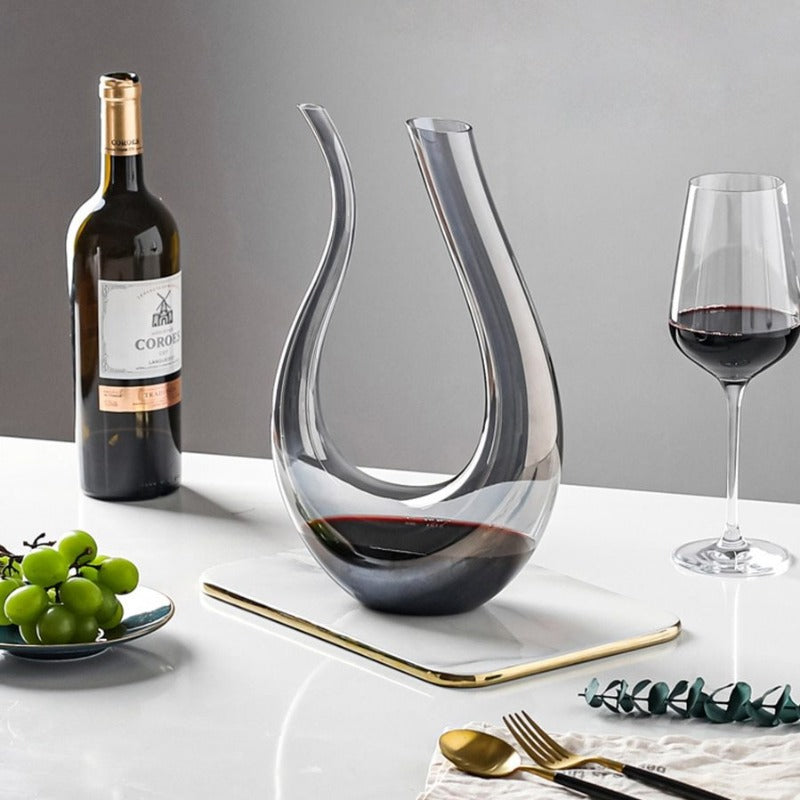 LumenAura Elegant Crystal Glass Wine Decanter for Aeration - OpalDwell