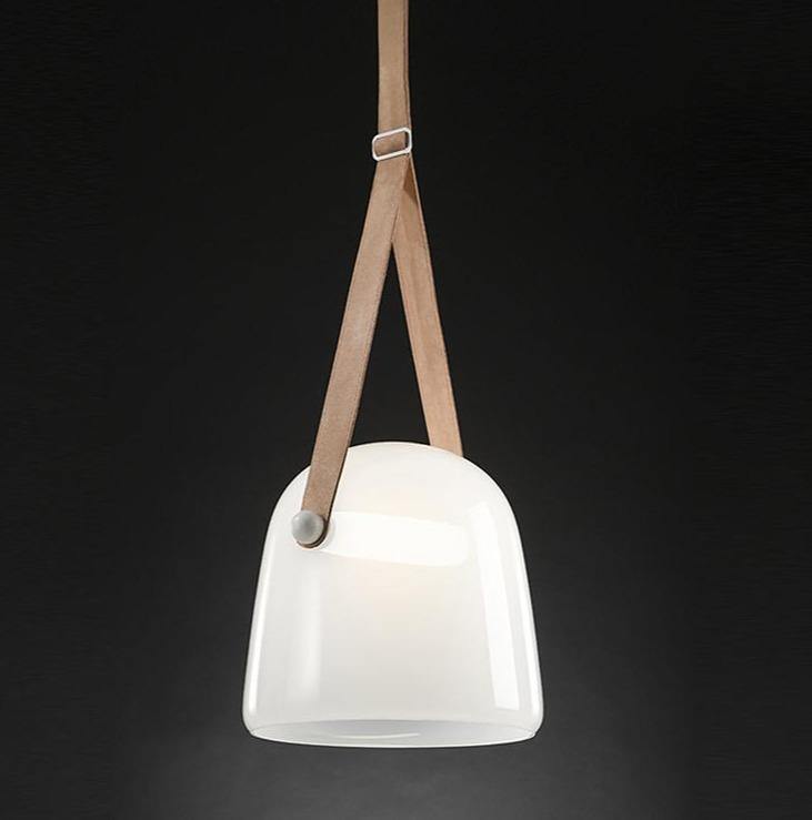 Industrial Pendant Light with Leather Cord | OpalDwell - OpalDwell
