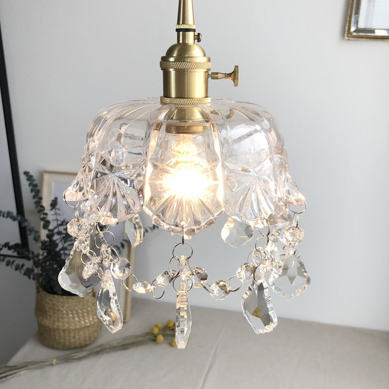 Antique Style Crystal and Glass Stone Pendant Chandelier | OpalDwell - OpalDwell