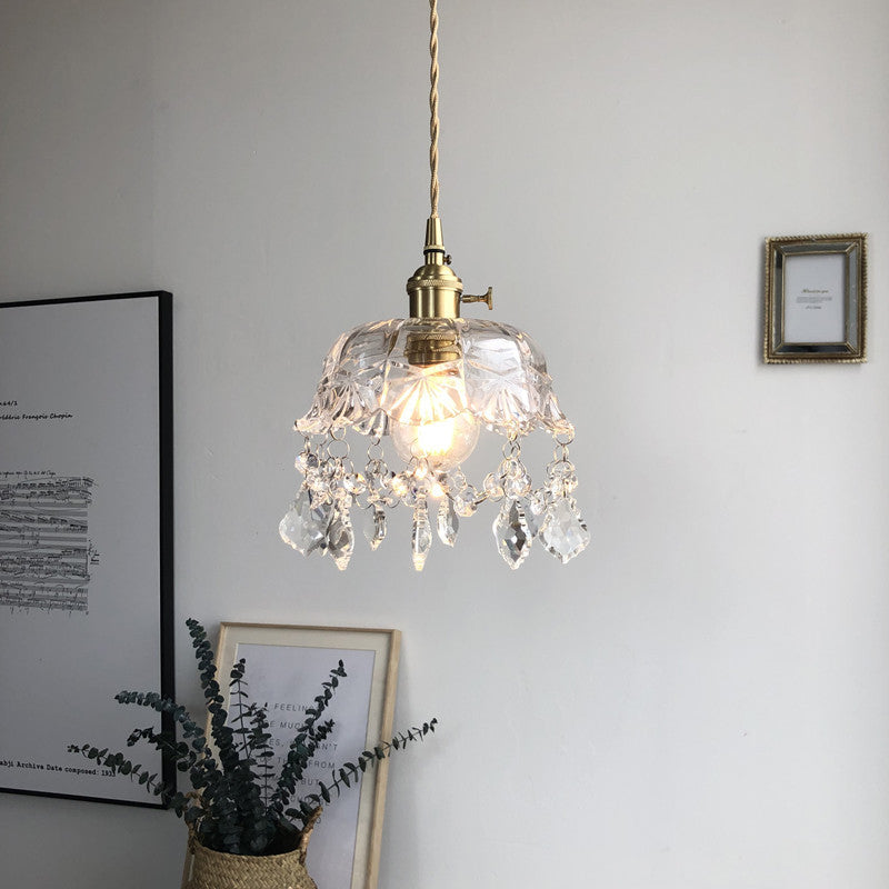 Antique Style Crystal and Glass Stone Pendant Chandelier | OpalDwell - OpalDwell