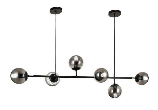 Solara Six-Sphere Amber Glass Pendant Light with Gold Rods - OpalDwell