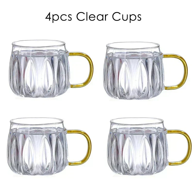 Glass Pitcher Set With Stainless Lid And Cups For Hot Or Cold Drinks - OpalDwell