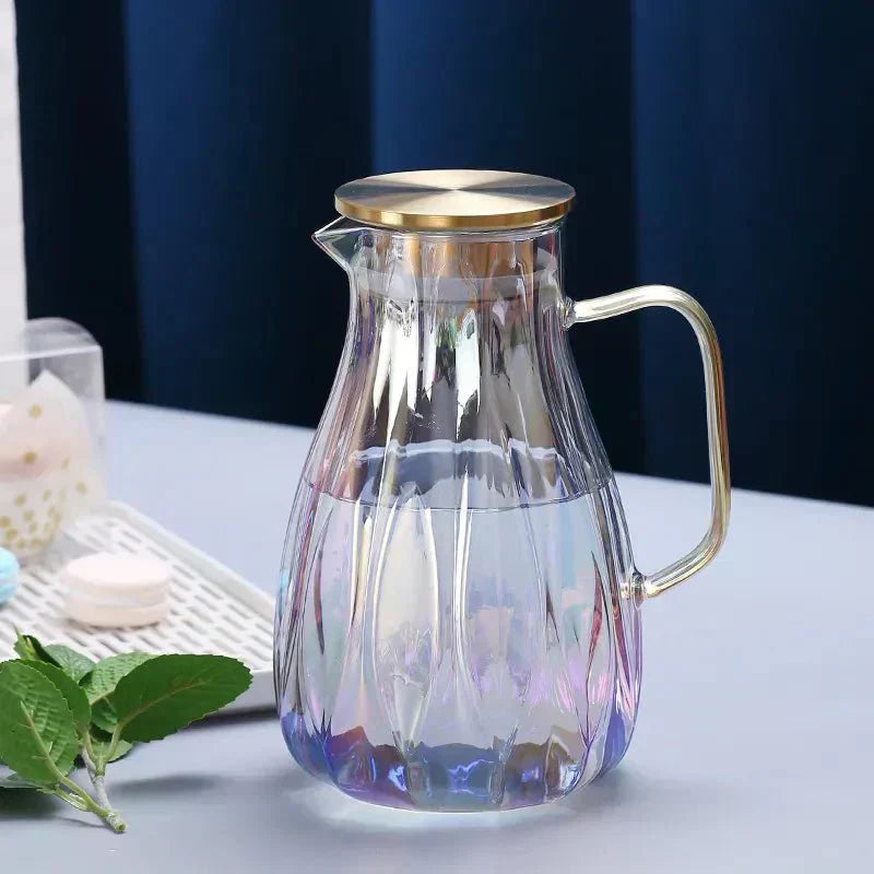 Glass Pitcher Set With Stainless Lid And Cups For Hot Or Cold Drinks - OpalDwell