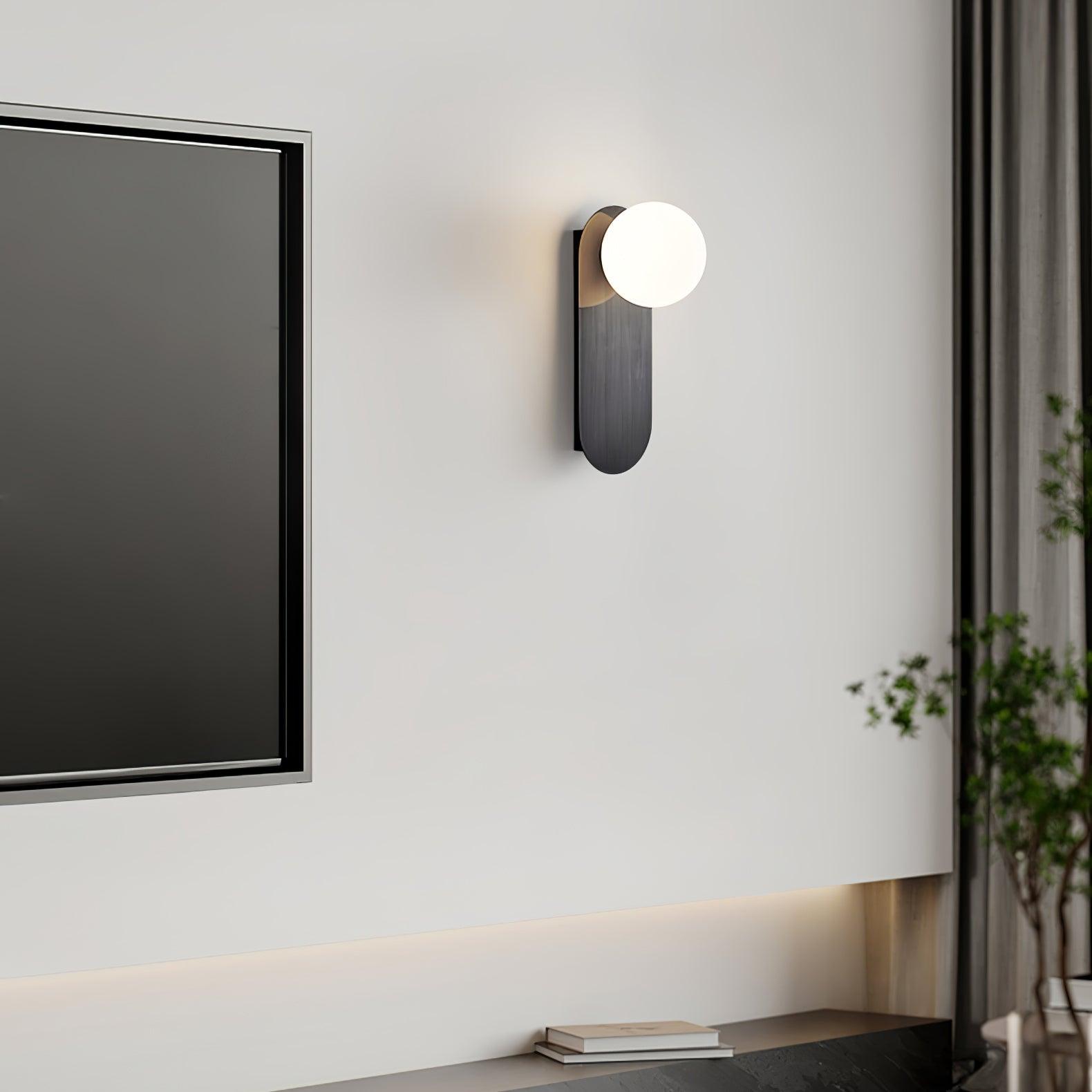 Aurel Flat Base Globe Sconce Modern Round Light Fixture - OpalDwell