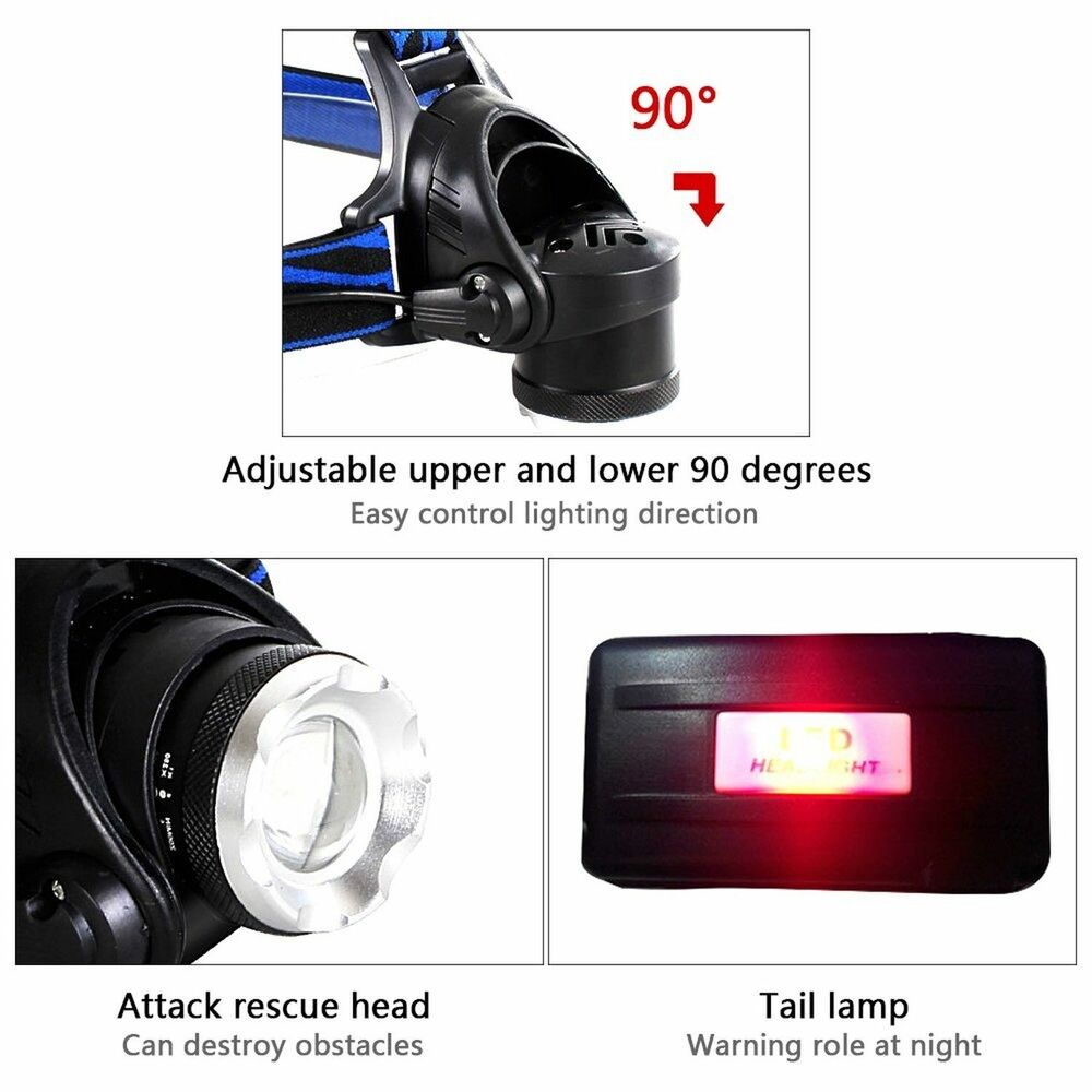 NovaPeak 990000LM Rechargeable LED Zoom Headlamp Tactical - OpalDwell