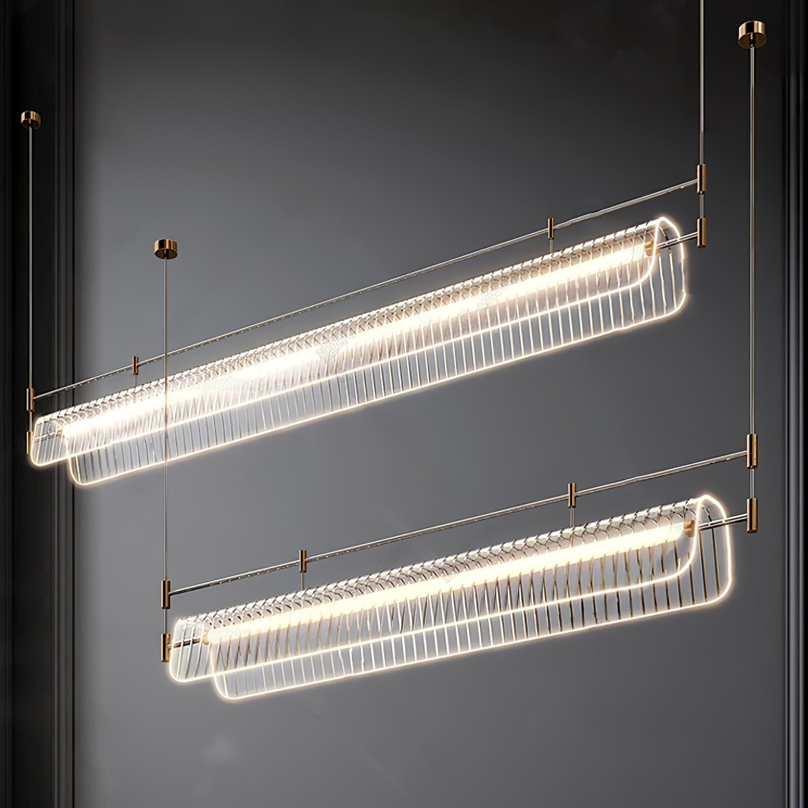 NovaLine Linear Strip Chandelier in Modern Metal Finish - OpalDwell