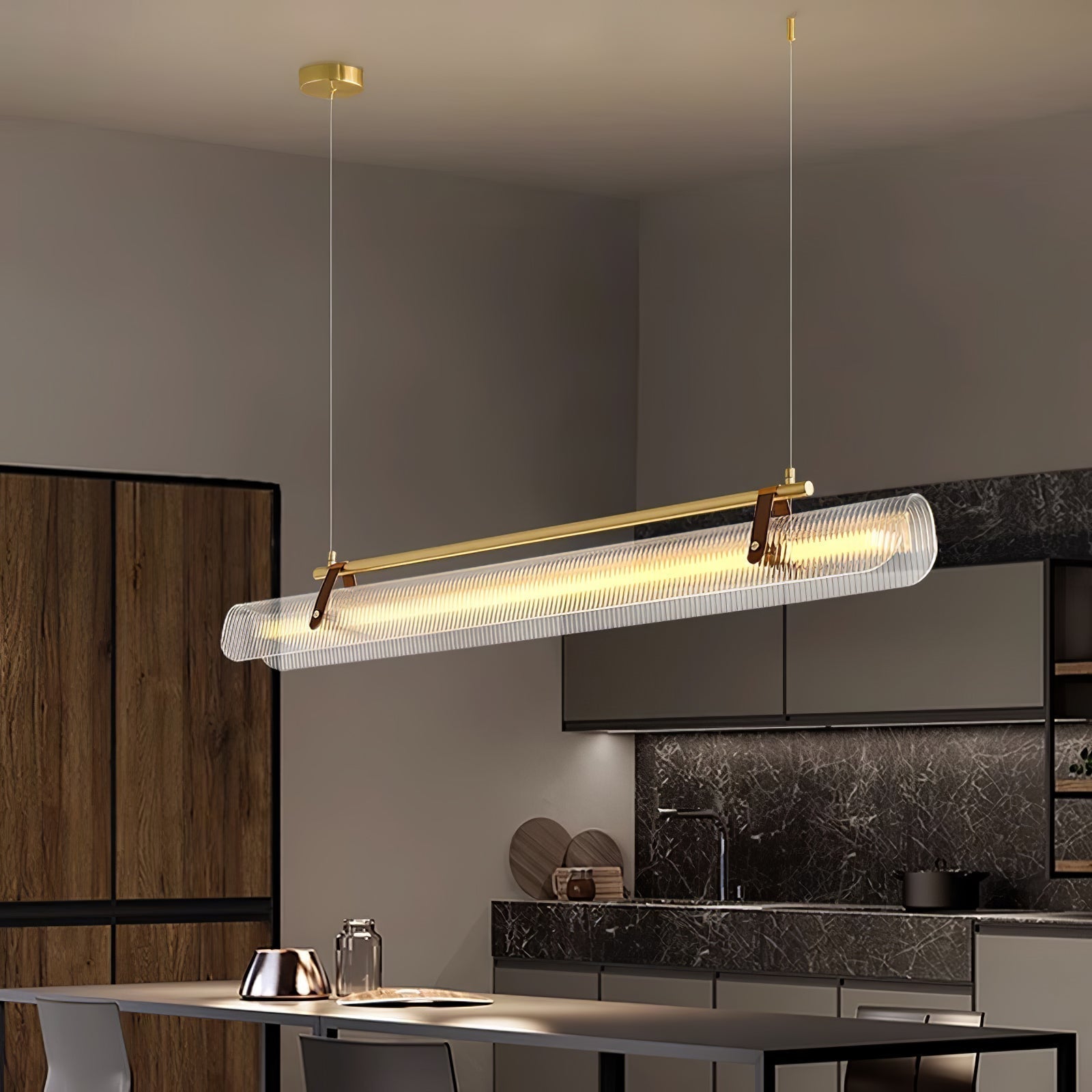 NovaLine Linear Strip Chandelier in Modern Metal Finish - OpalDwell