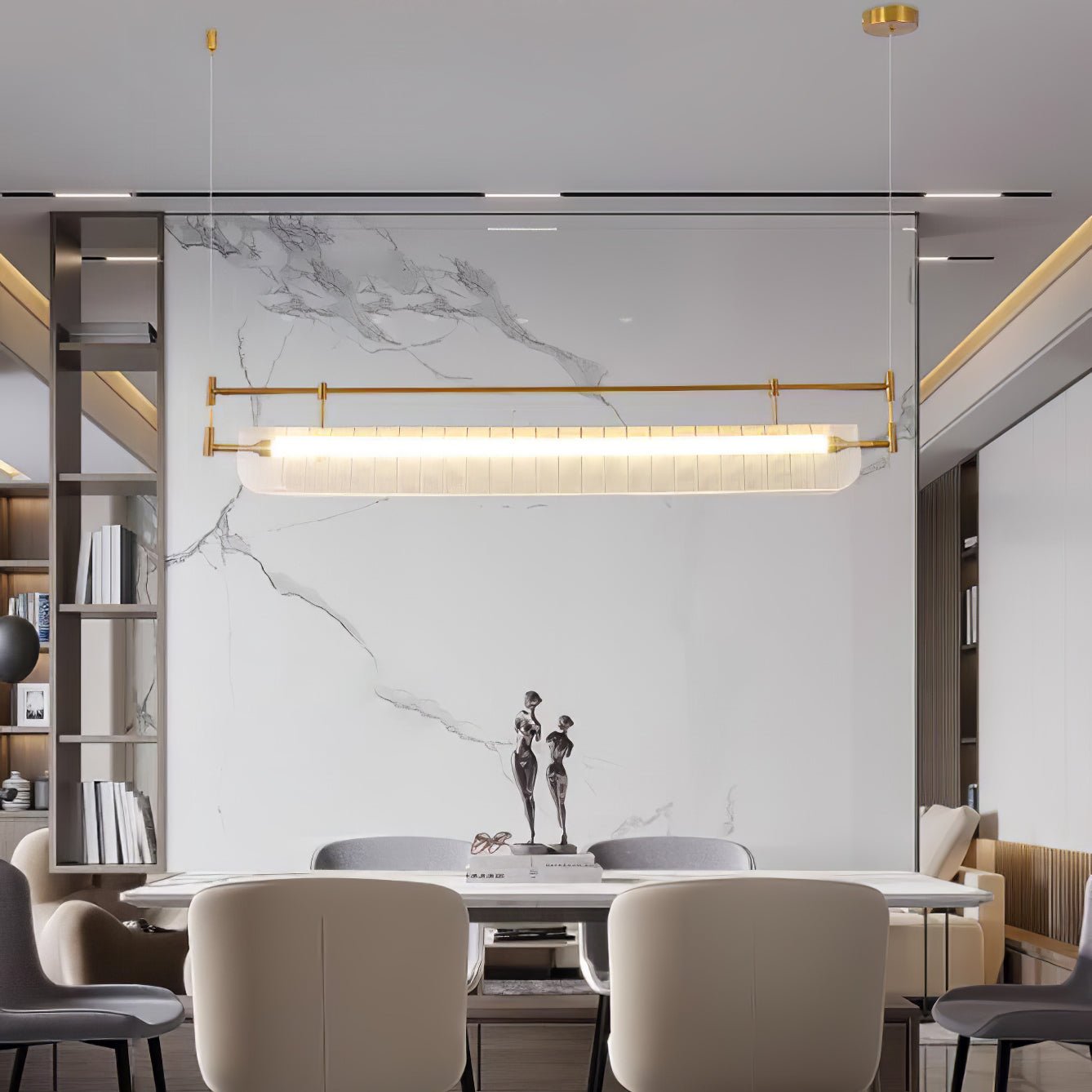 NovaLine Linear Strip Chandelier in Modern Metal Finish - OpalDwell
